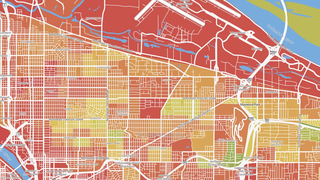 Cully, Portland, OR Map of Assault Rates
