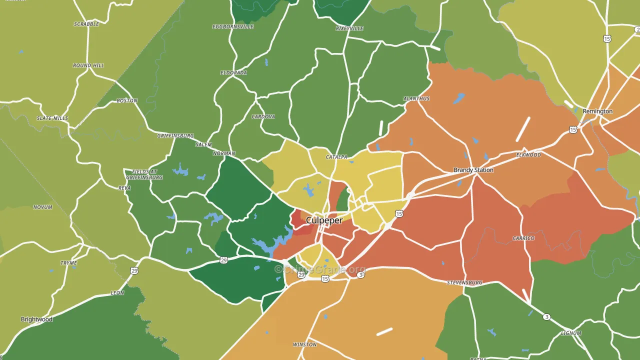 Culpeper County, VA Map of Assault Rates