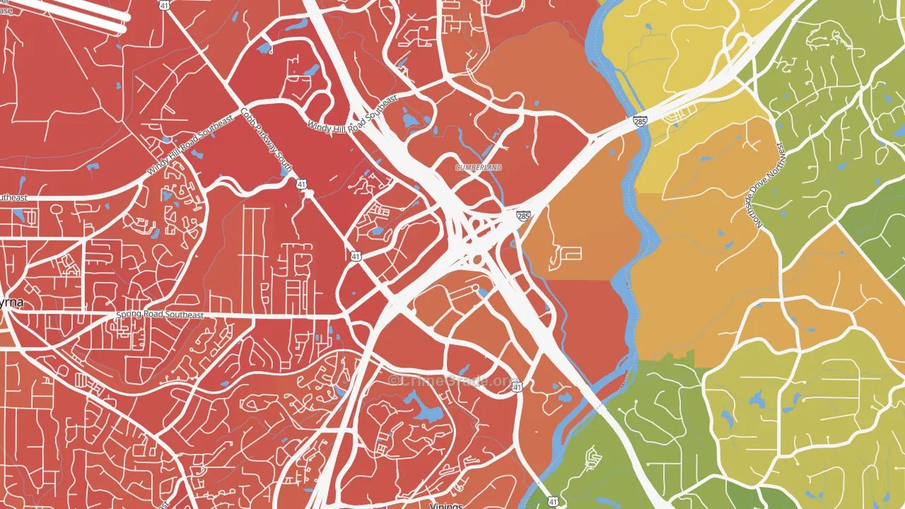 Cumberland, Atlanta, GA Map of Assault Rates