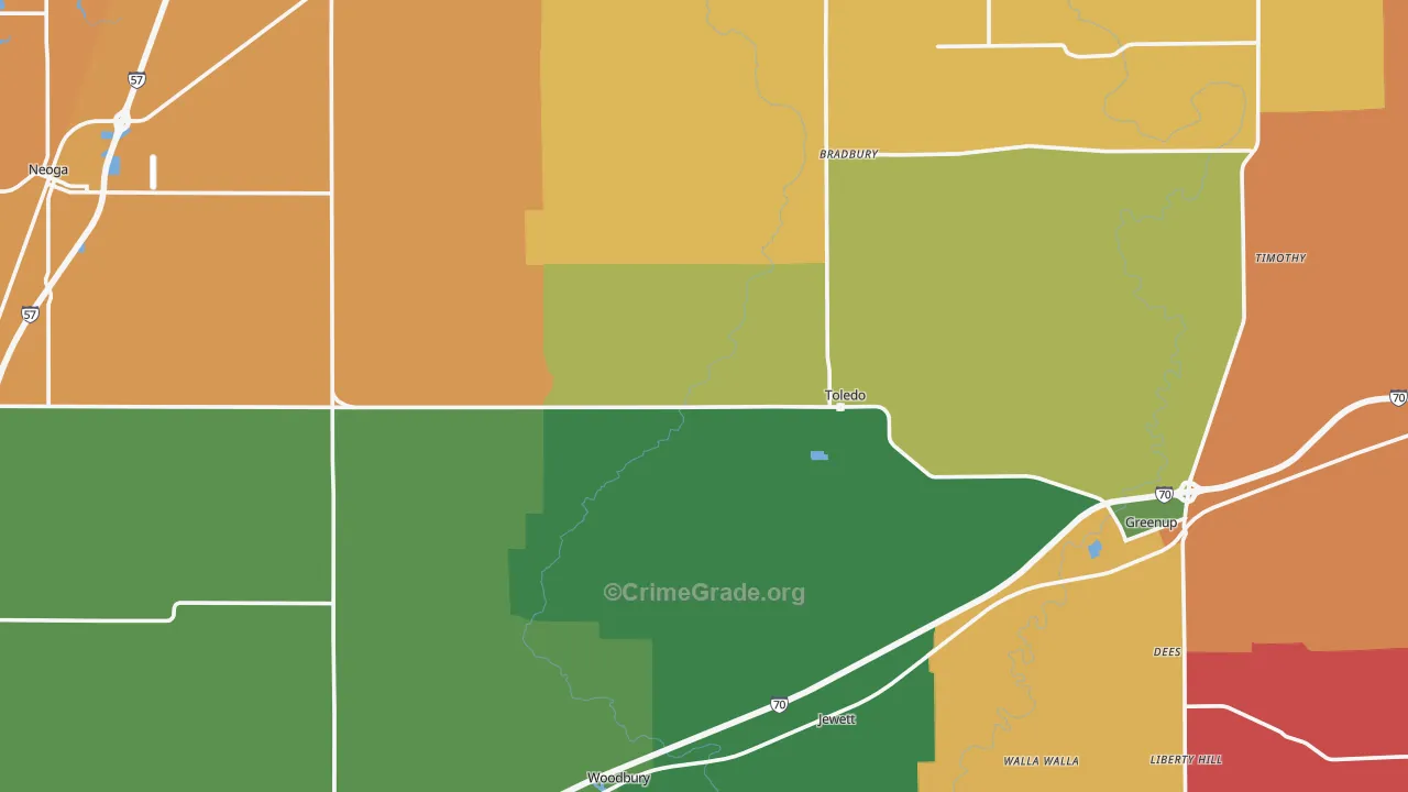 Cumberland County, IL Map of Assault Rates