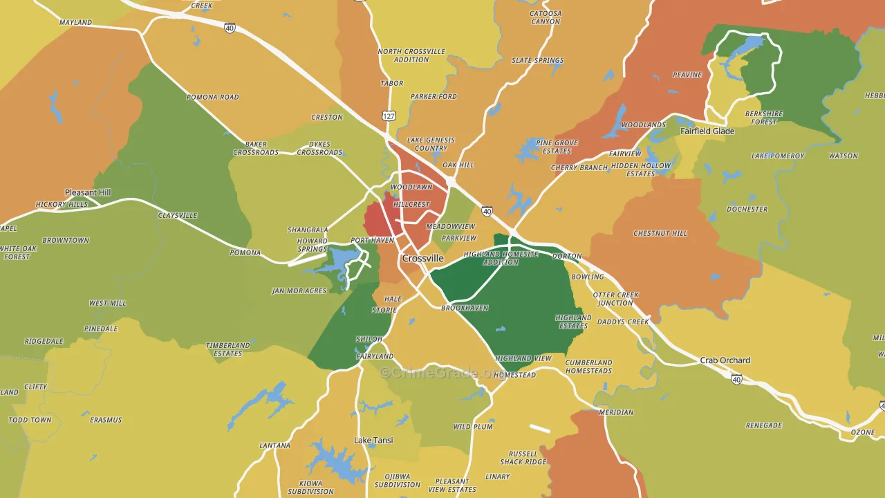 Cumberland County, TN Map of Assault Rates