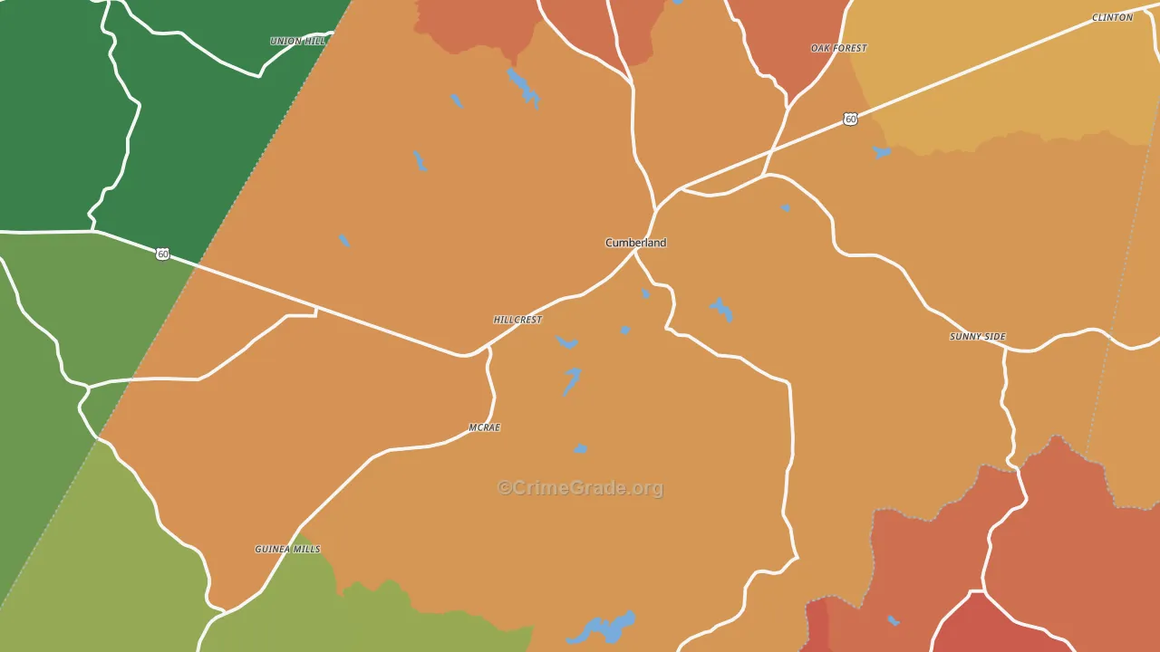 Cumberland County, VA Map of Assault Rates