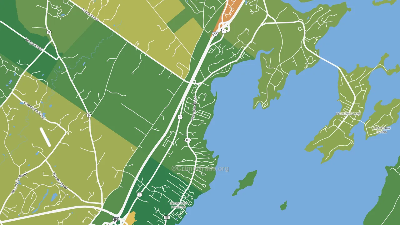 Cumberland Foreside, ME Map of Assault Rates