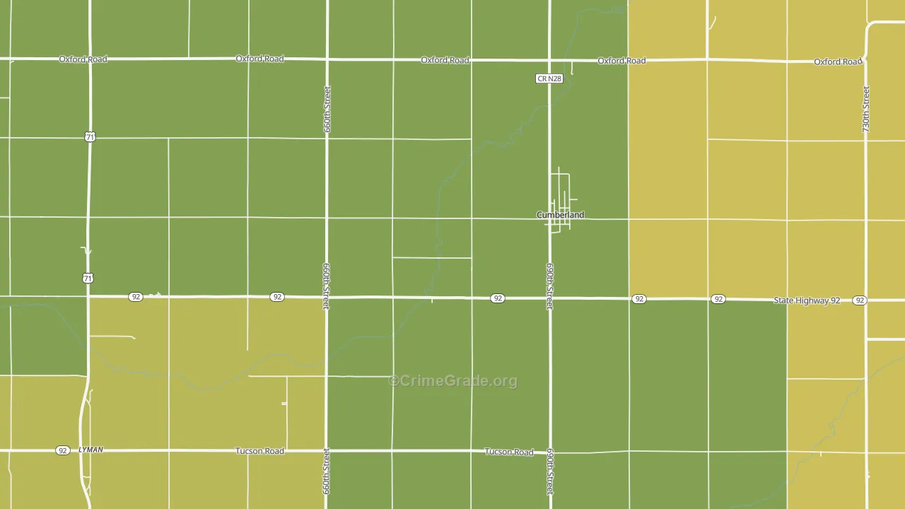 Cumberland, IA Map of Assault Rates