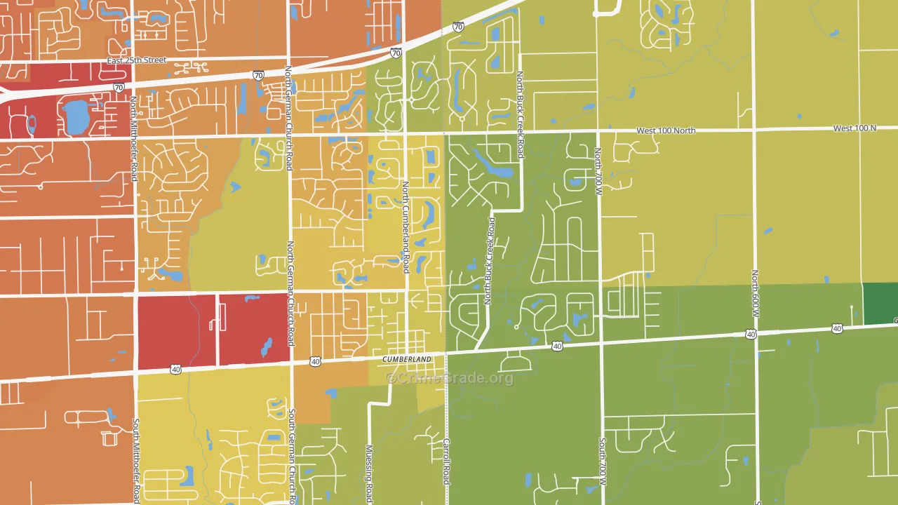Cumberland, IN Map of Assault Rates