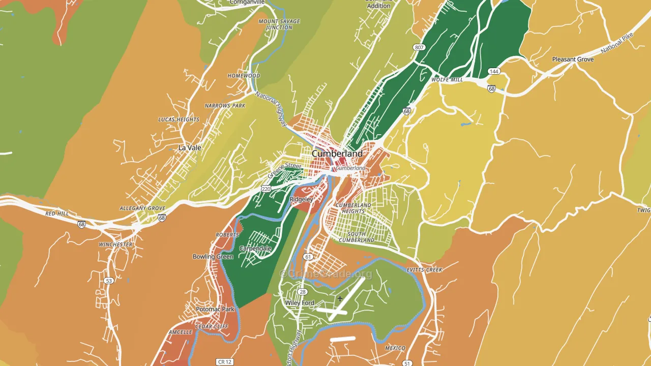 Cumberland, MD Map of Assault Rates