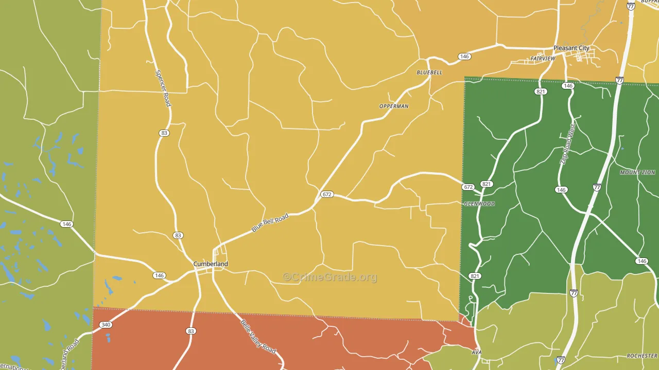 Cumberland, OH Map of Assault Rates