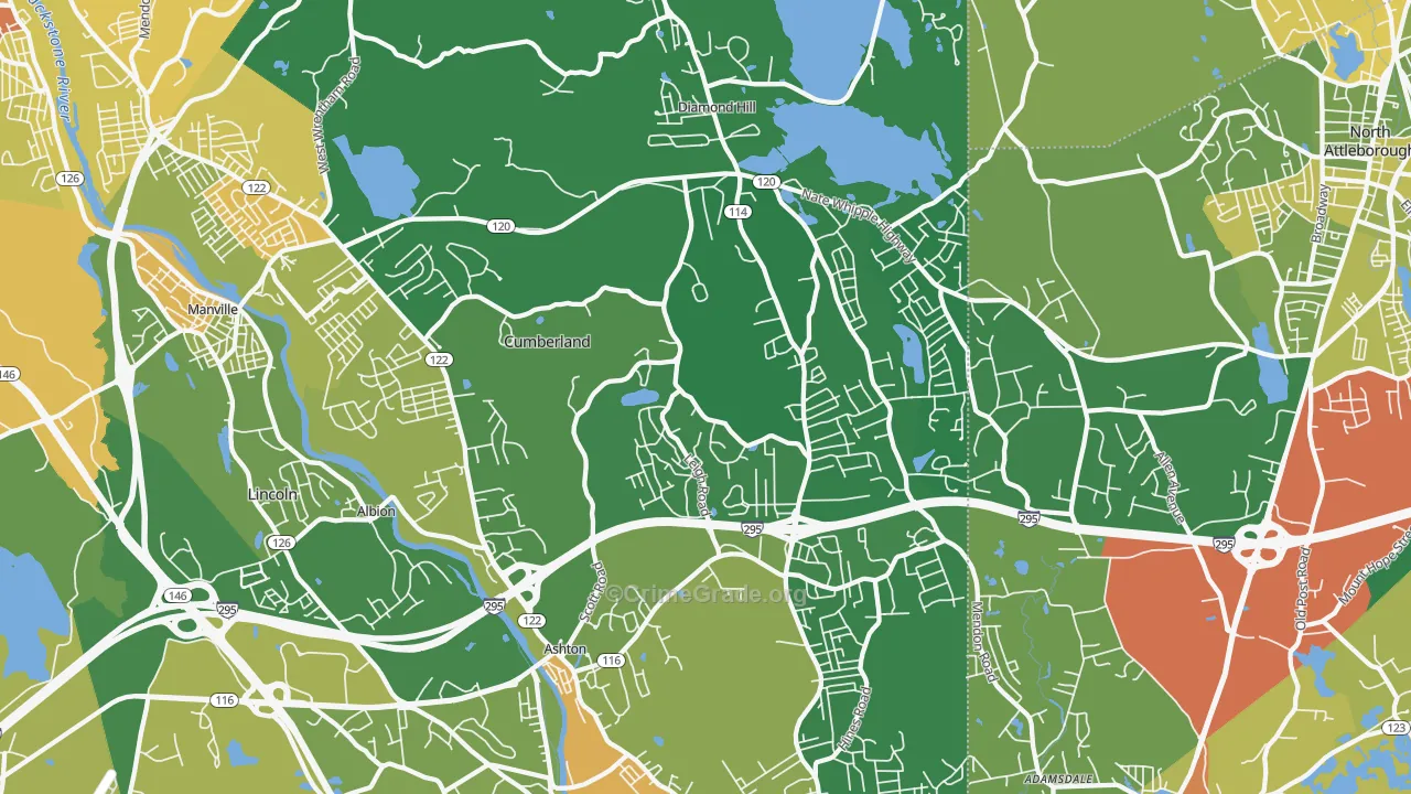 Cumberland, RI Map of Assault Rates