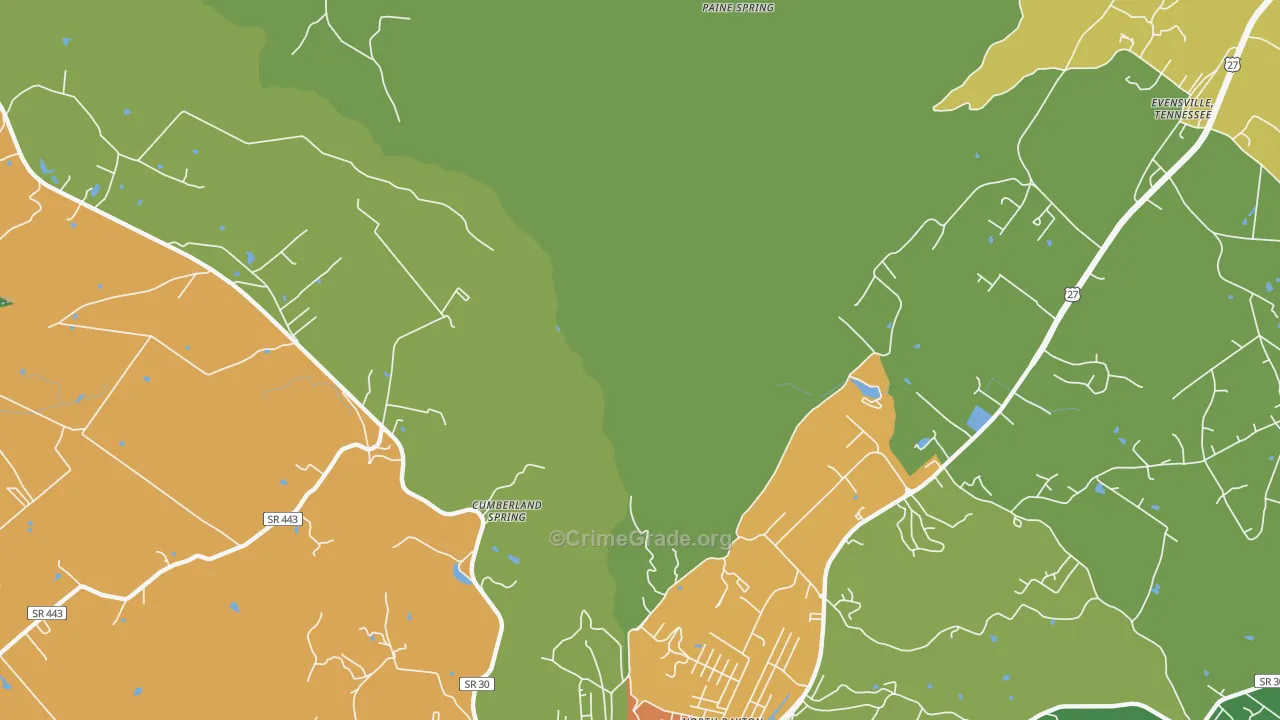 Cumberland Springs, TN Map of Assault Rates