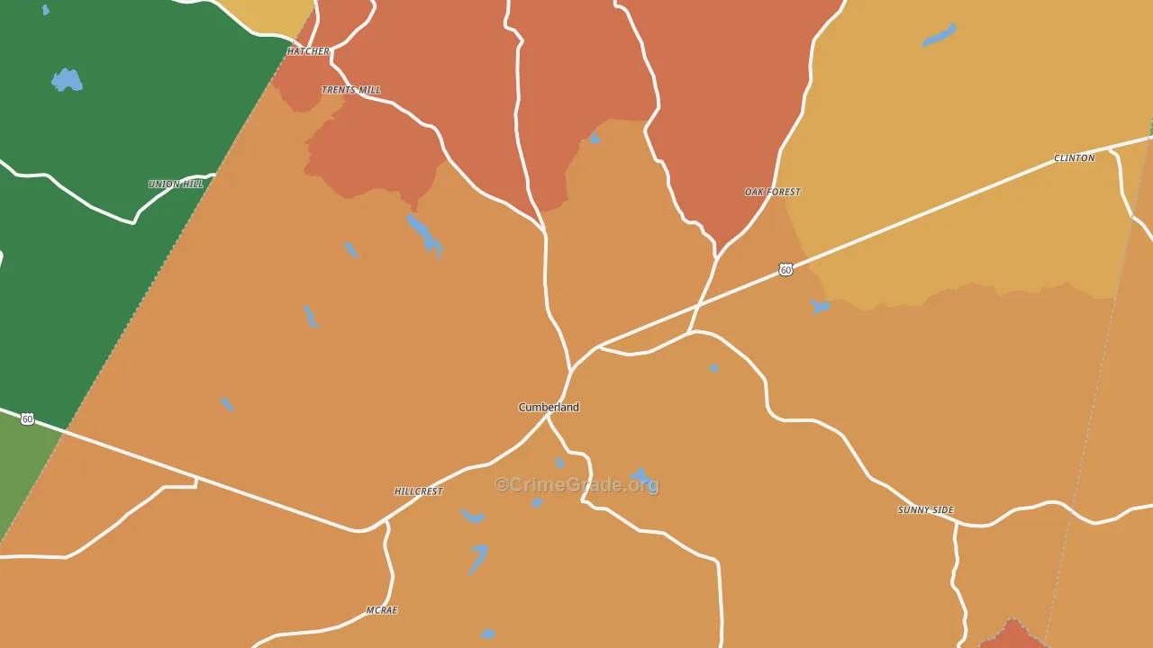 Cumberland, VA Map of Assault Rates