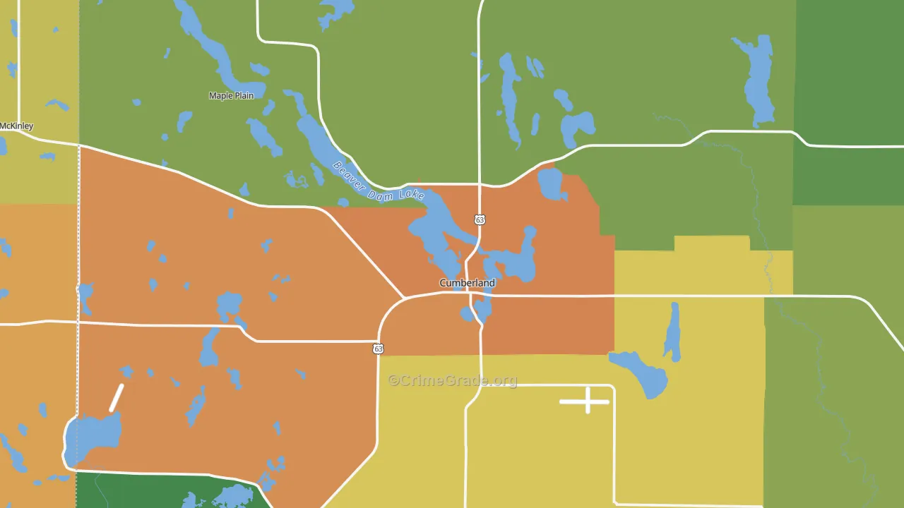 Cumberland, WI Map of Assault Rates