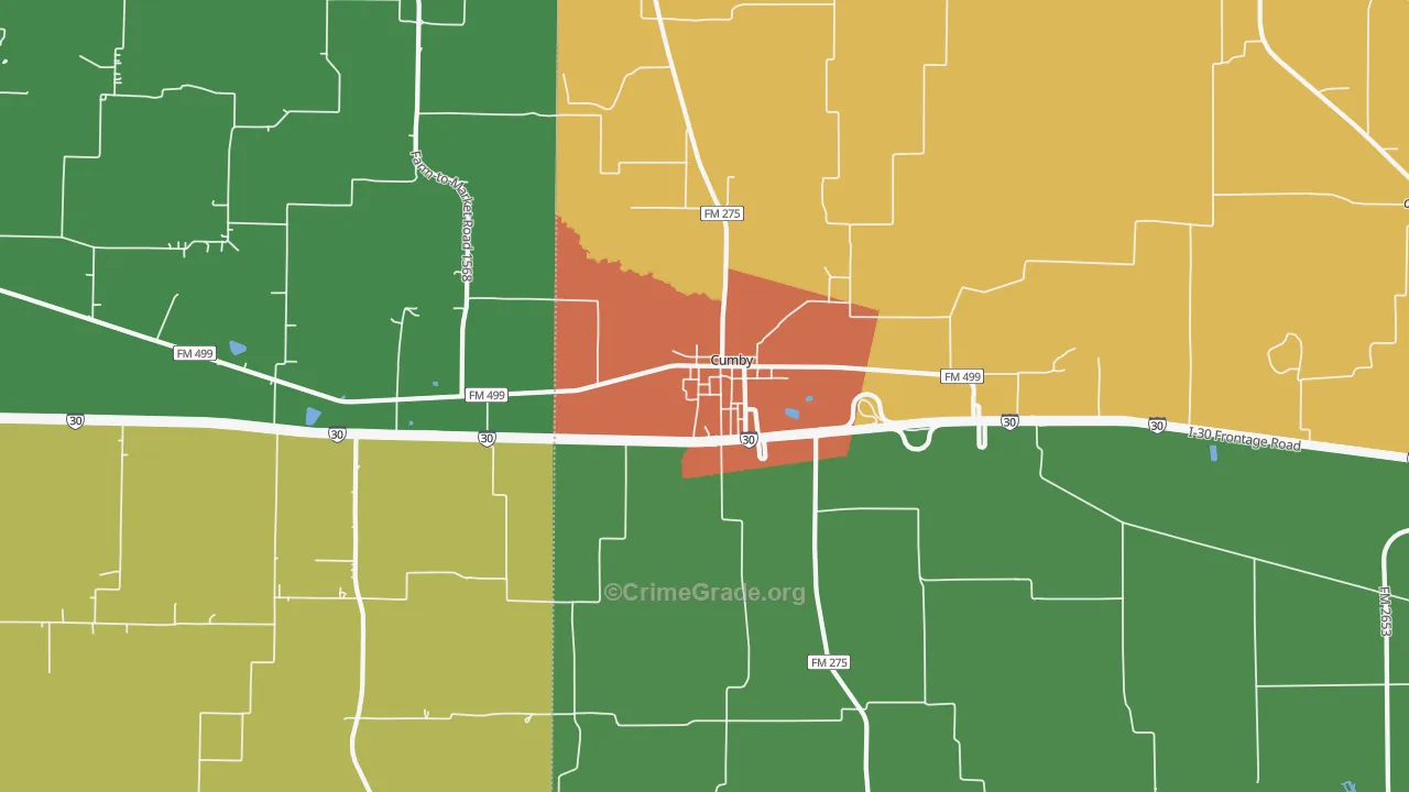Cumby, TX Map of Assault Rates