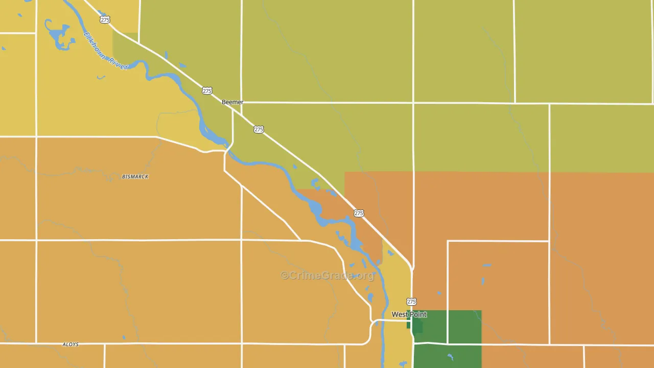 Cuming County, NE Map of Assault Rates