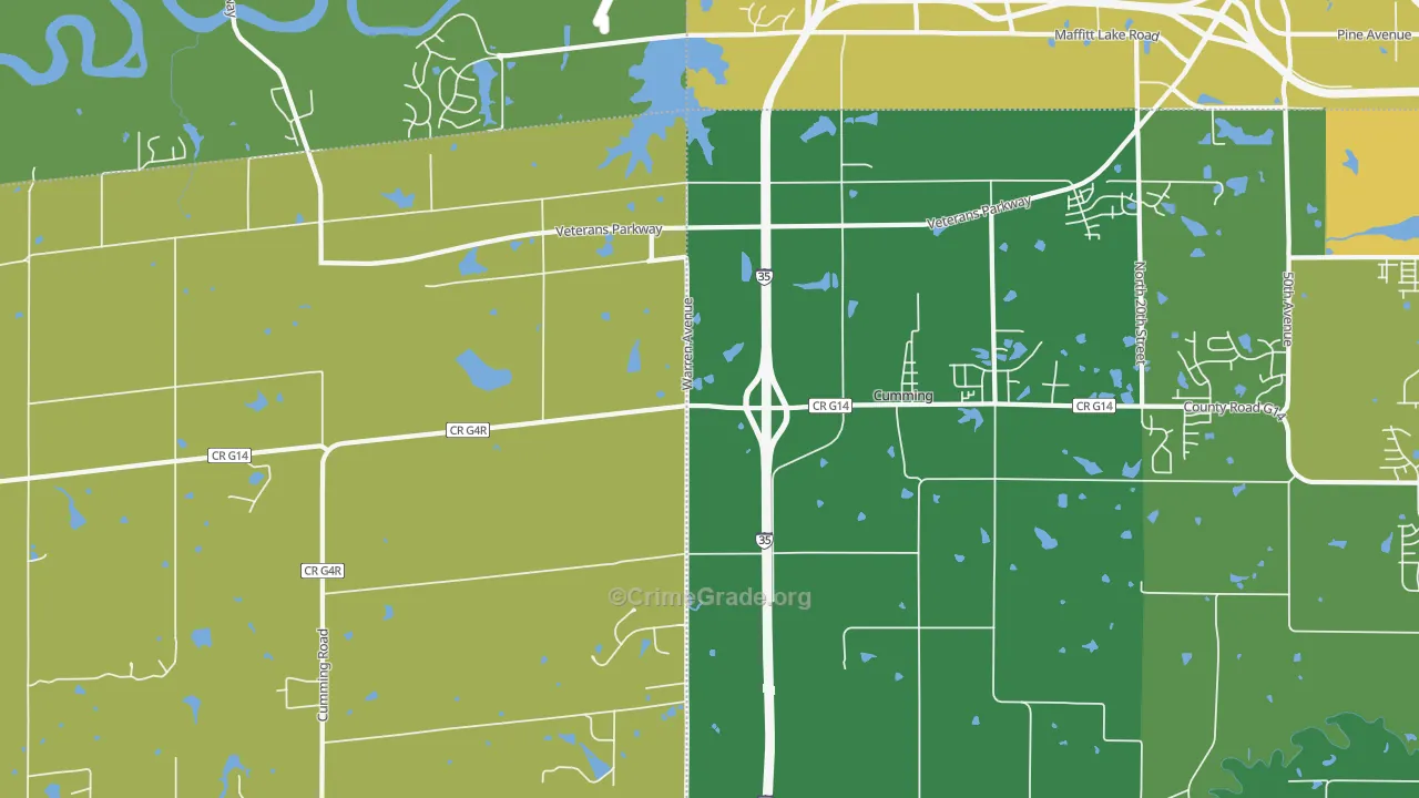 Cumming, IA Map of Assault Rates
