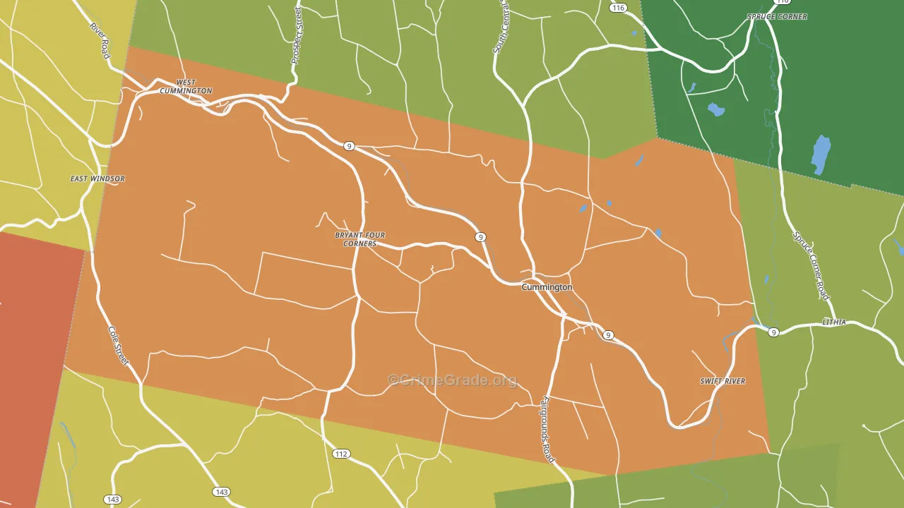 Cummington, MA Map of Assault Rates