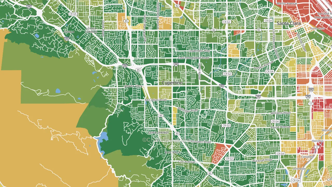Cupertino, CA Map of Assault Rates