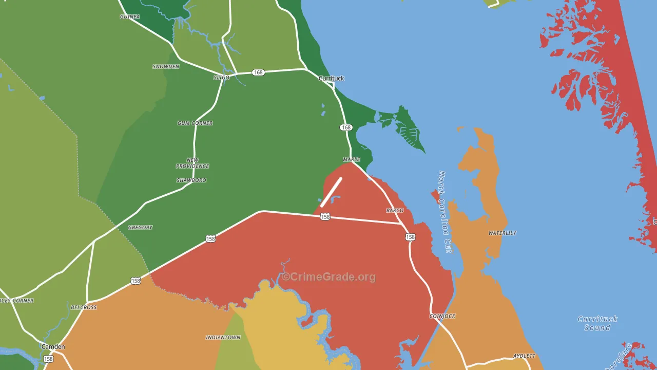 Currituck County, NC Map of Assault Rates