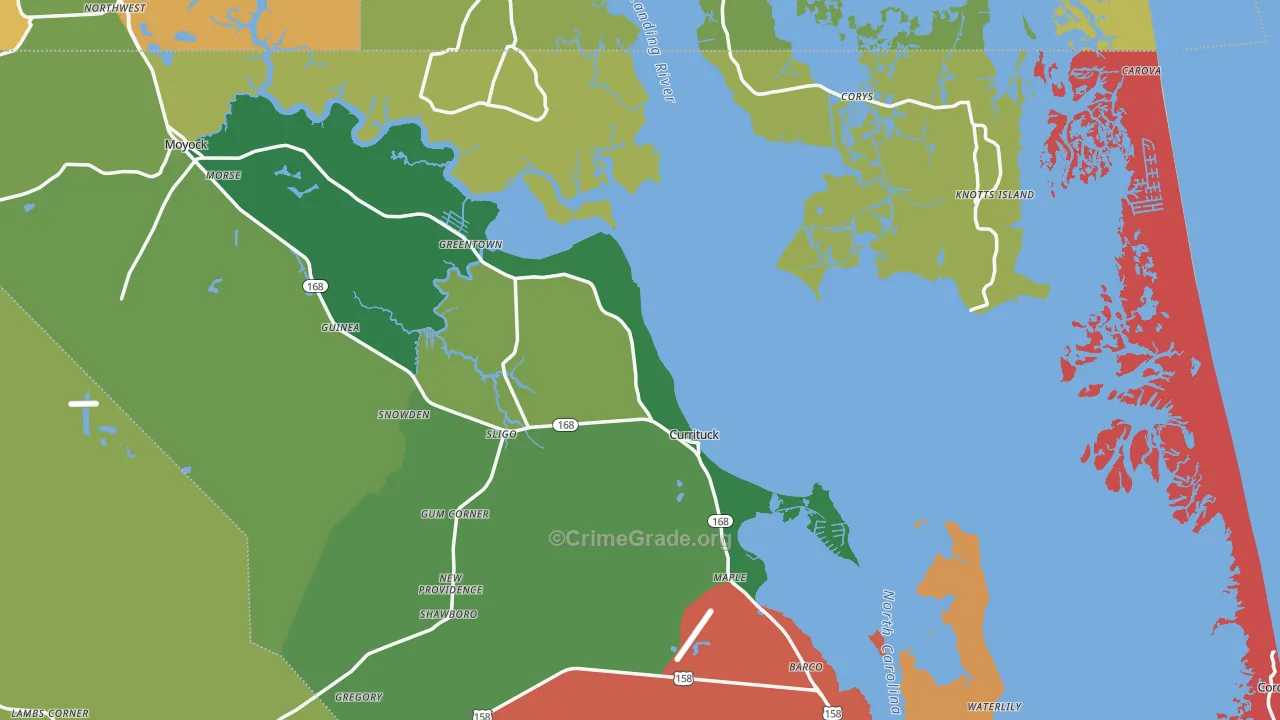 Currituck, NC Map of Assault Rates