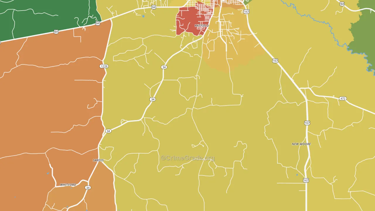 Curry, LA Map of Assault Rates