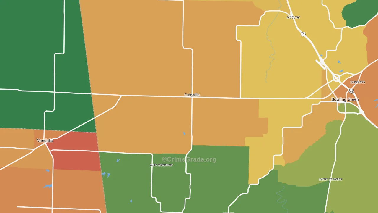 Curryville, MO Map of Assault Rates