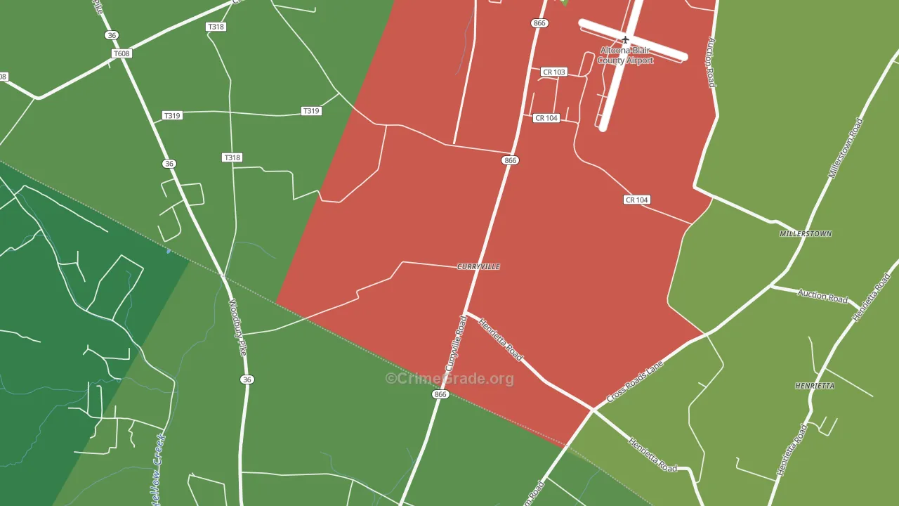 Curryville, PA Map of Assault Rates