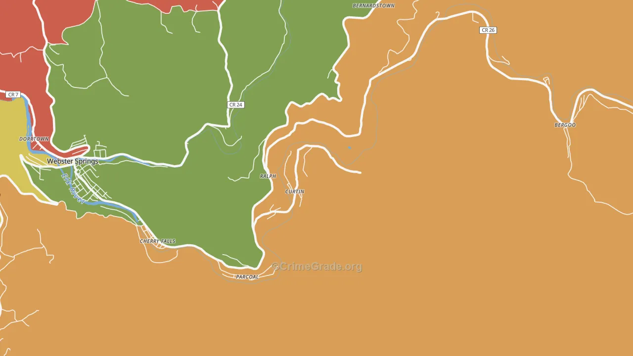 Curtin, WV Map of Assault Rates