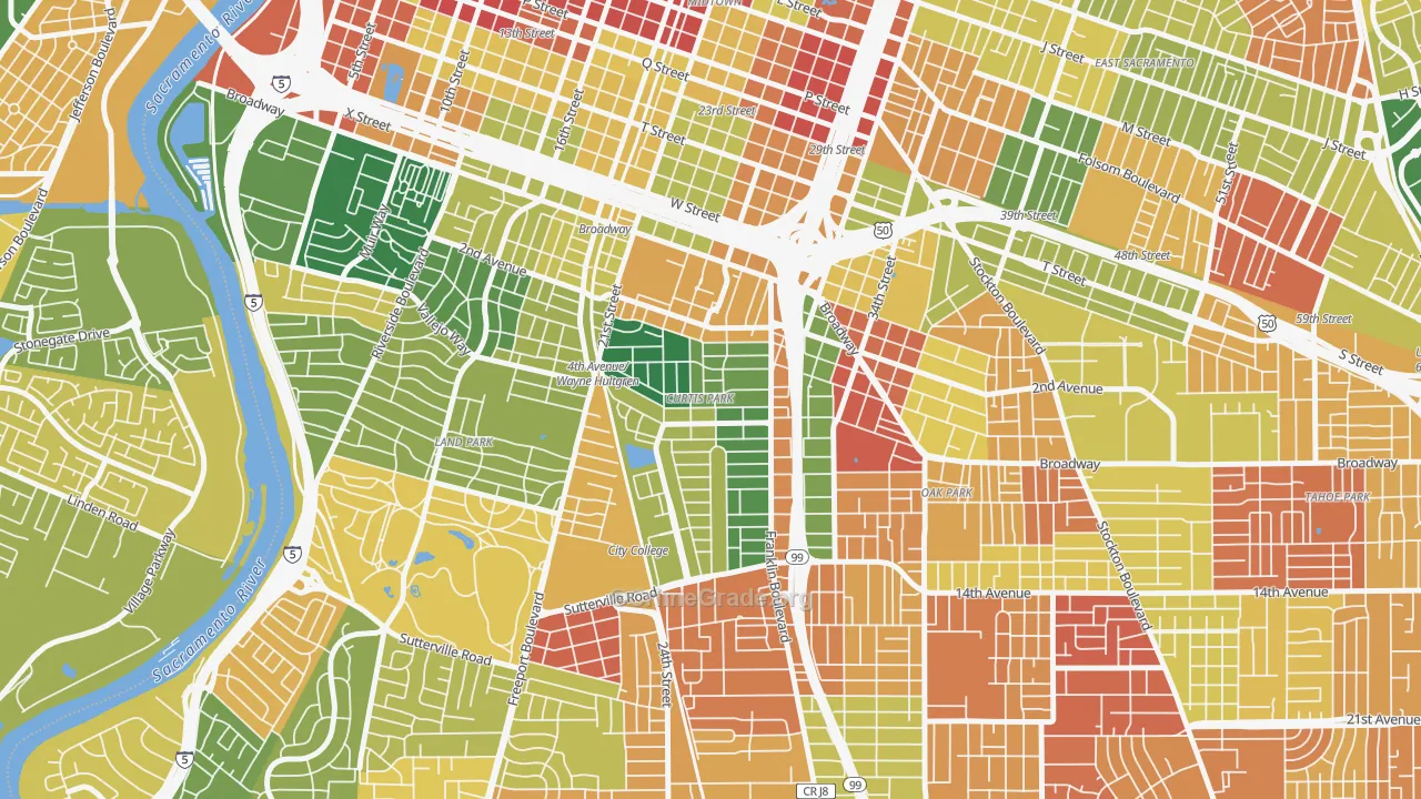 Curtis Park, Sacramento, CA Map of Assault Rates