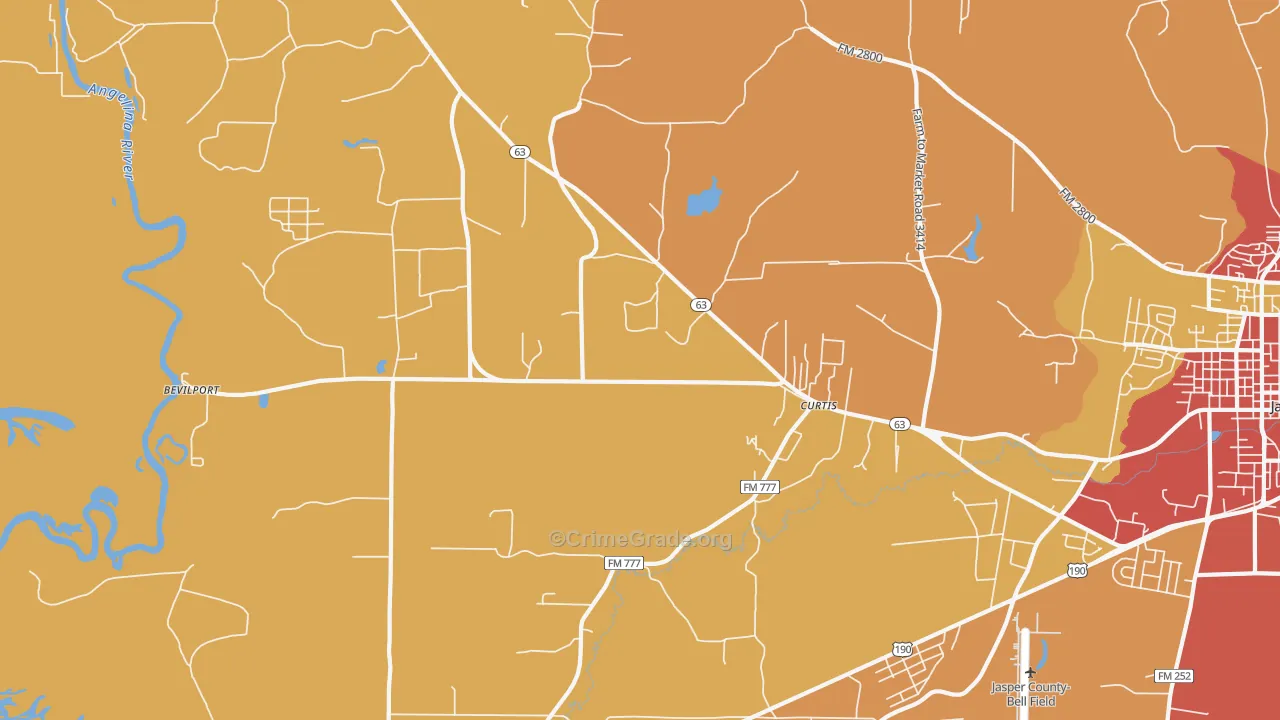 Curtis, TX Map of Assault Rates