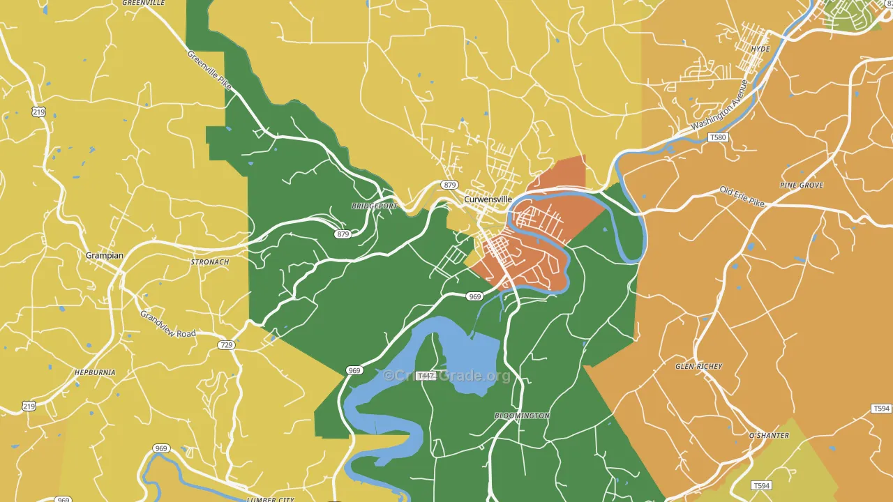 Curwensville, PA Map of Assault Rates