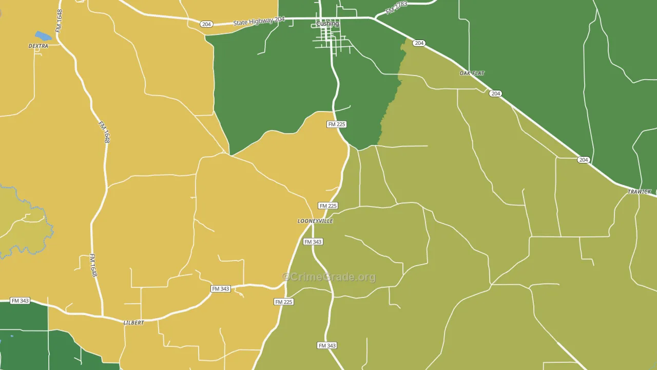 Cushing, TX Map of Assault Rates