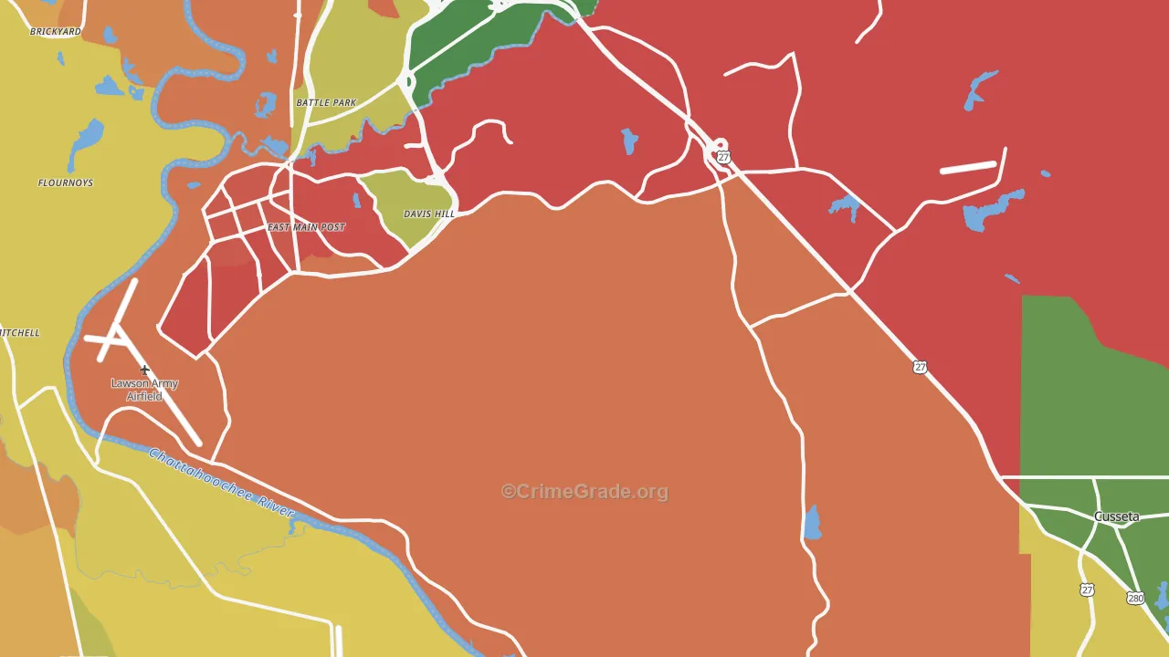 Cusseta, GA Map of Assault Rates