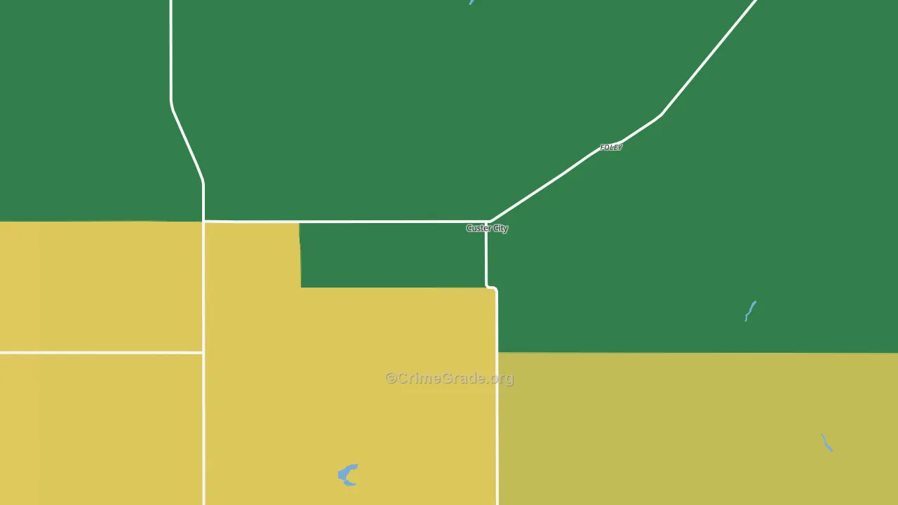Custer City, OK Map of Assault Rates