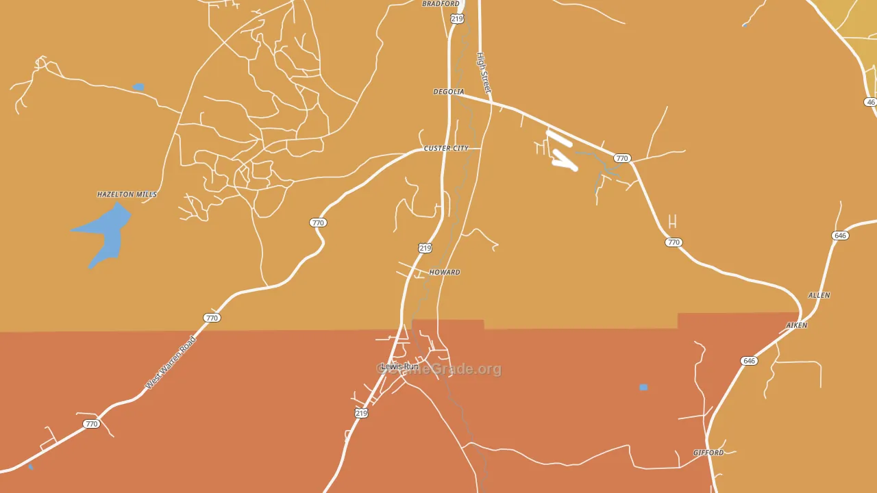 Custer City, PA Map of Assault Rates