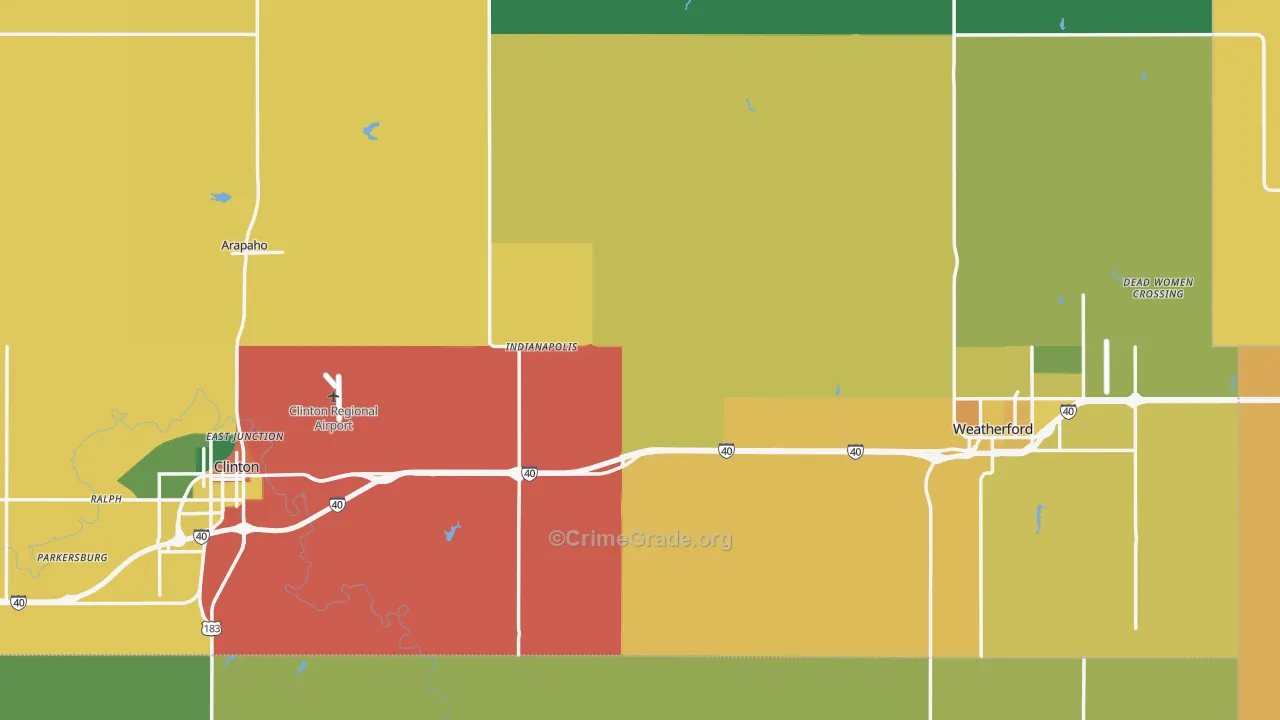 Custer County, OK Map of Assault Rates