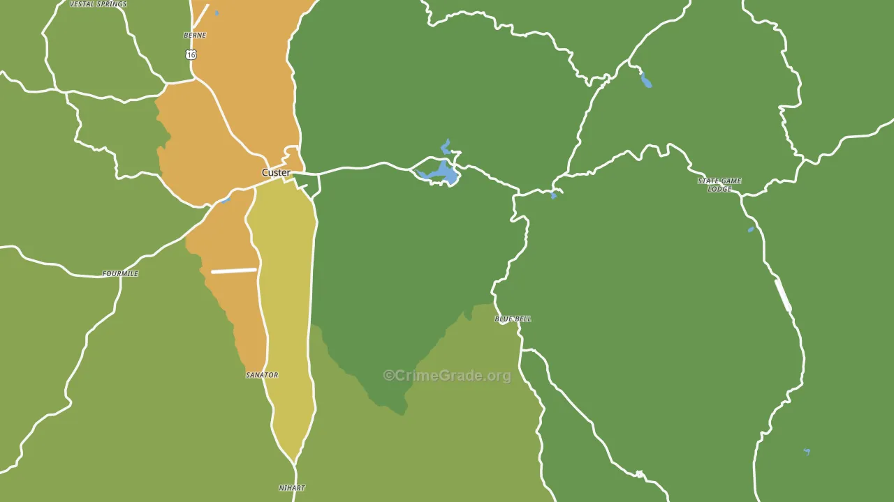 Custer County, SD Map of Assault Rates