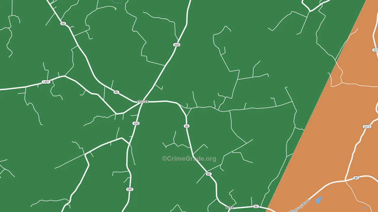 Custer, KY Map of Assault Rates