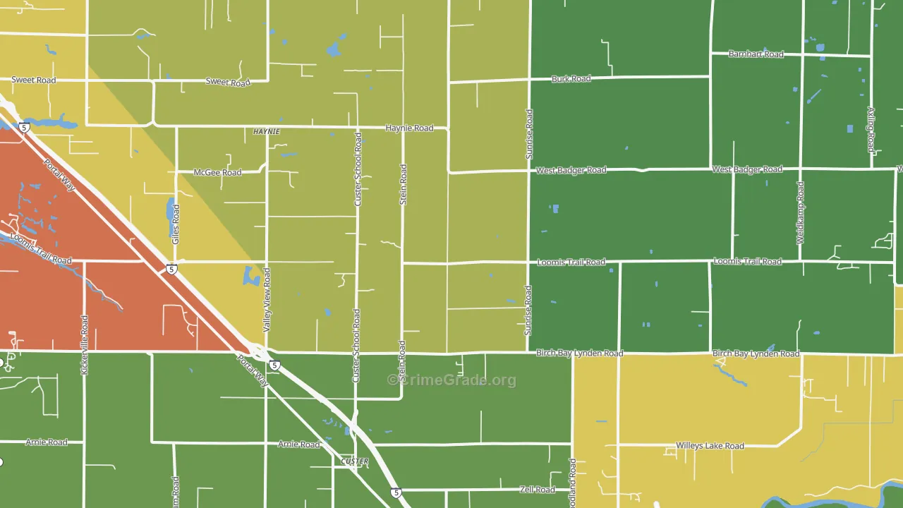 Custer, WA Map of Assault Rates