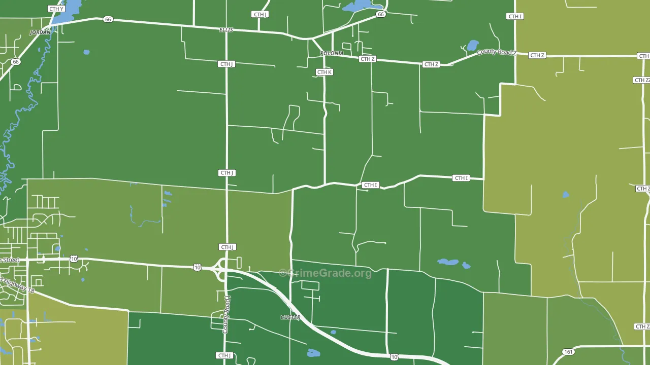Custer, WI Map of Assault Rates
