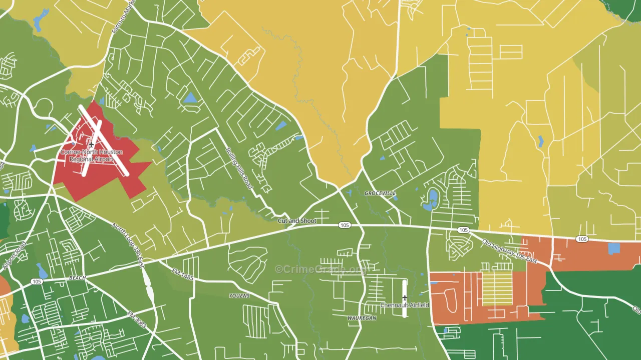 Cut and Shoot, TX Map of Assault Rates