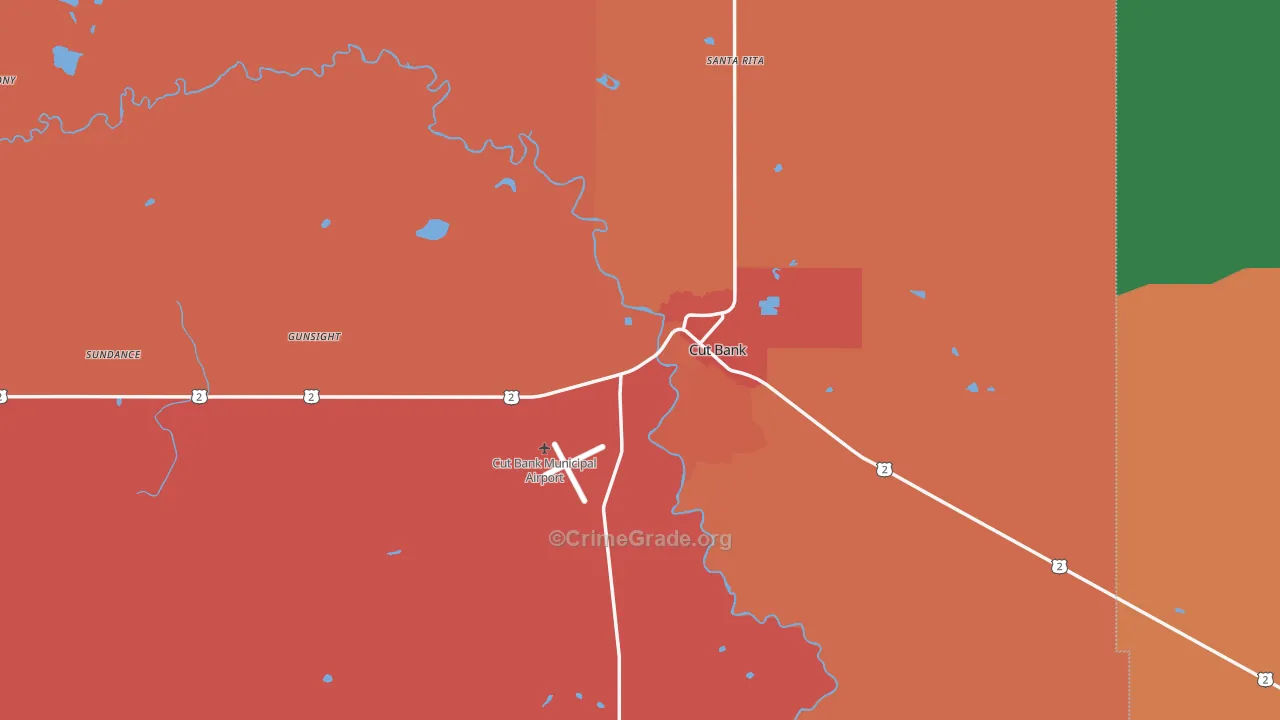 Cut Bank, MT Map of Assault Rates
