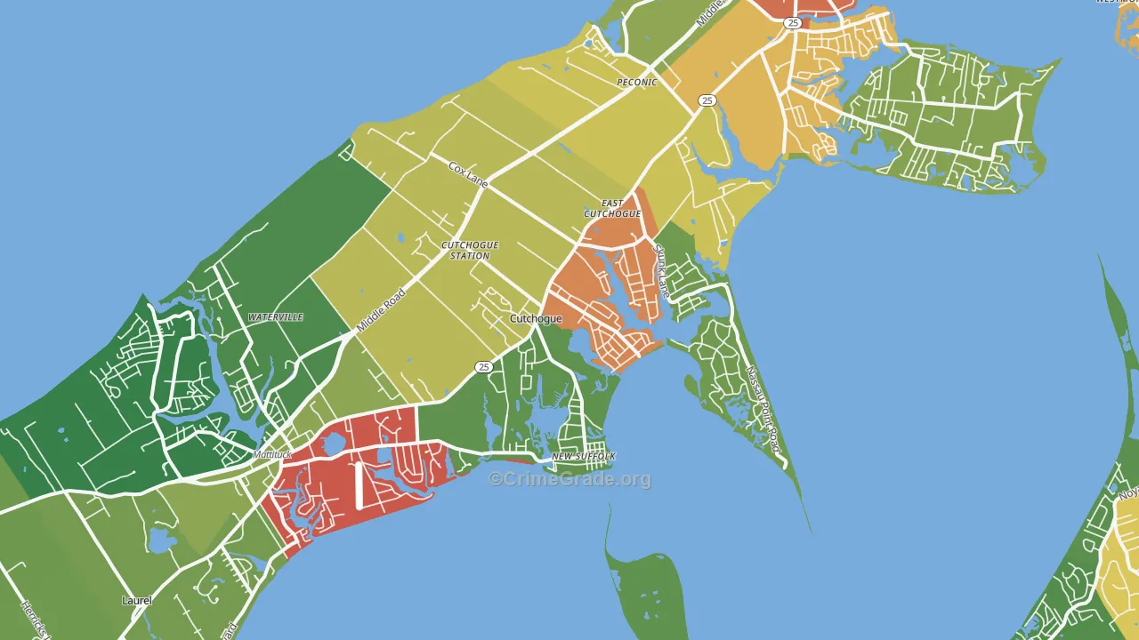 Cutchogue, NY Map of Assault Rates