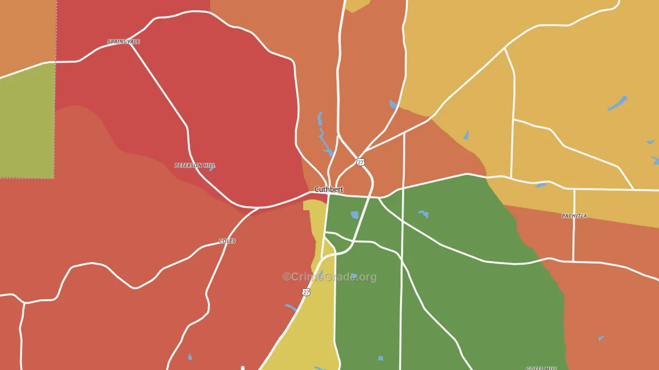 Cuthbert, GA Map of Assault Rates