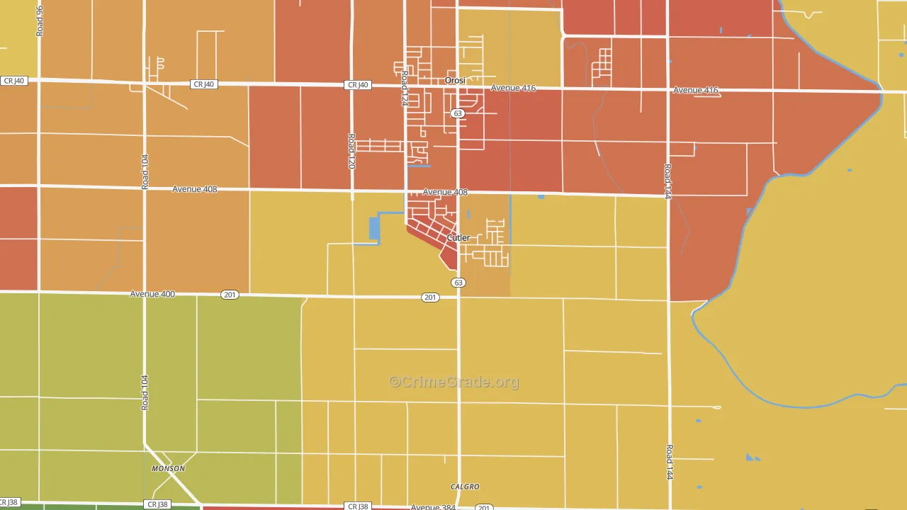 Cutler, CA Map of Assault Rates