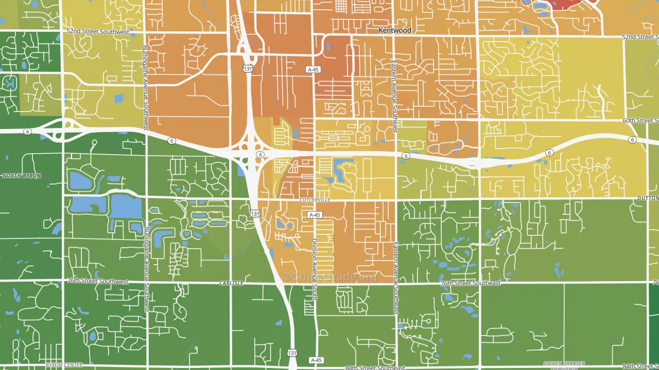 Cutlerville, MI Map of Assault Rates