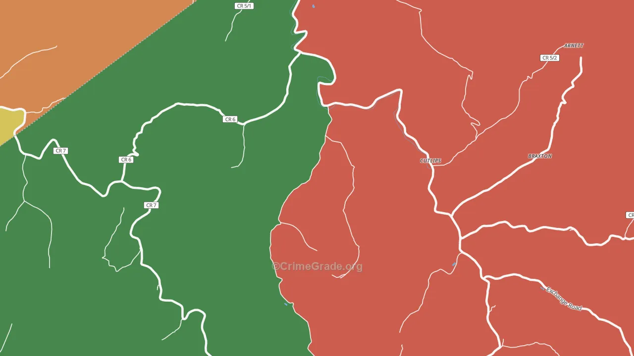 Cutlips, WV Map of Assault Rates