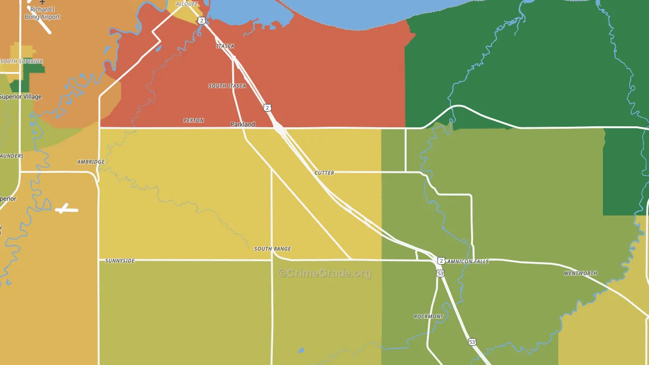 Cutter, WI Map of Assault Rates