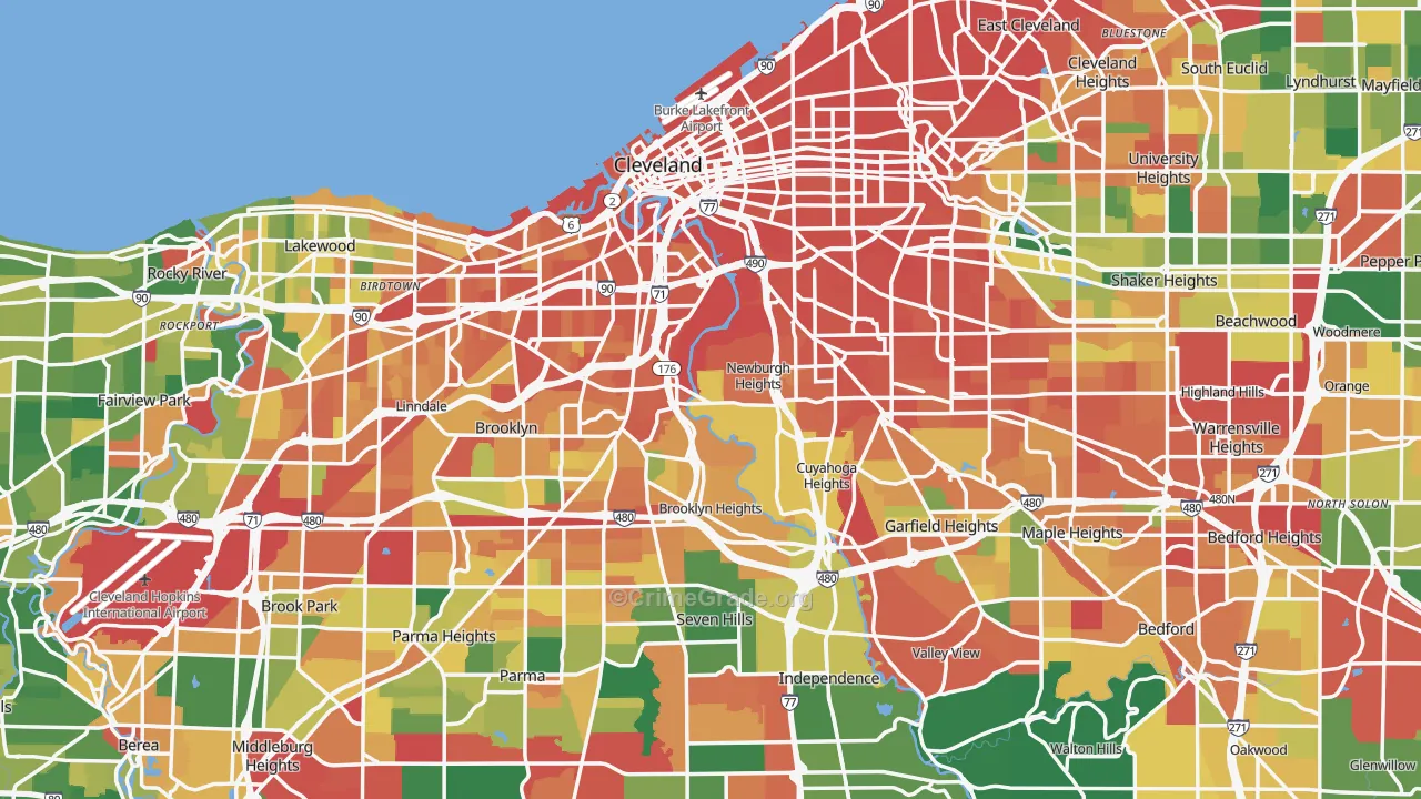 Cuyahoga County, OH Map of Assault Rates