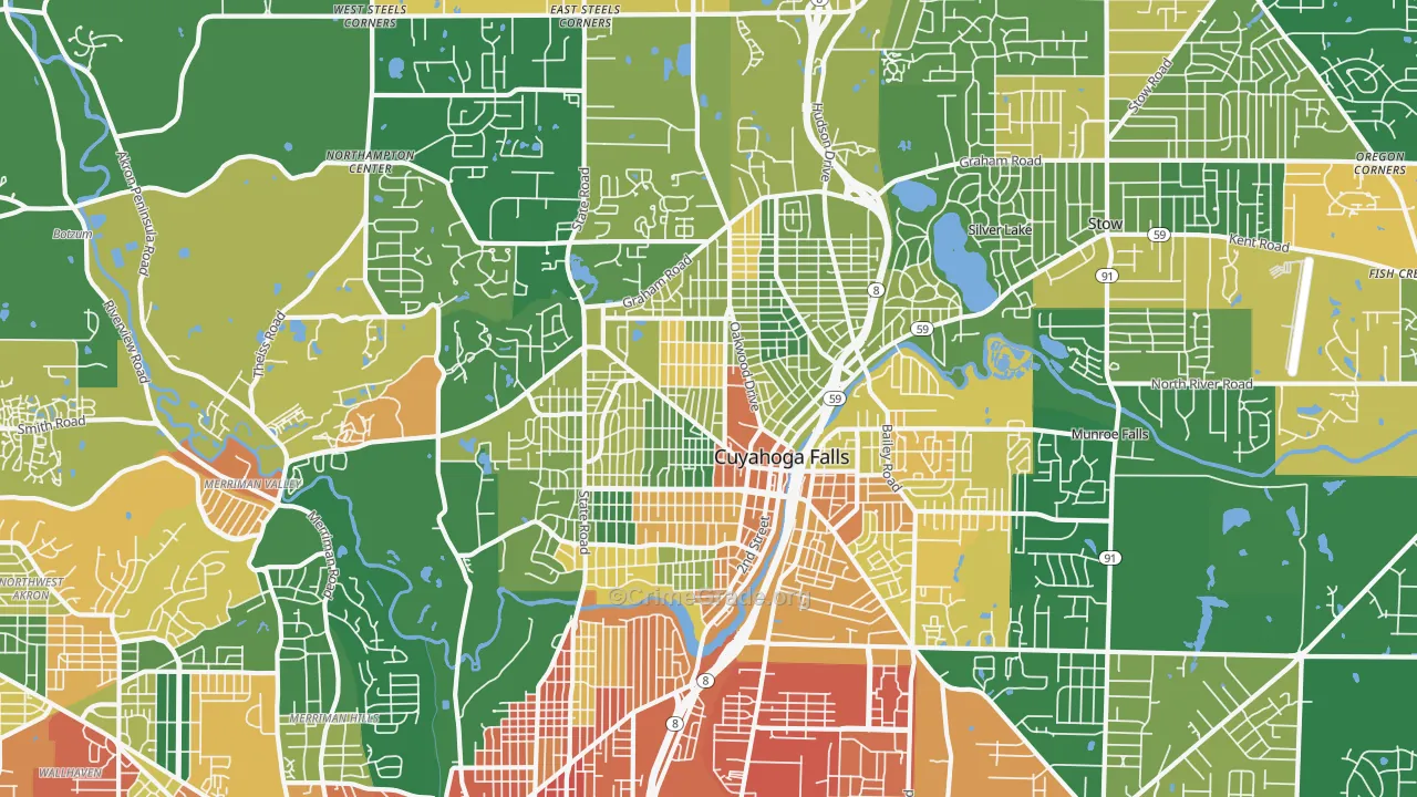 Cuyahoga Falls, OH Map of Assault Rates