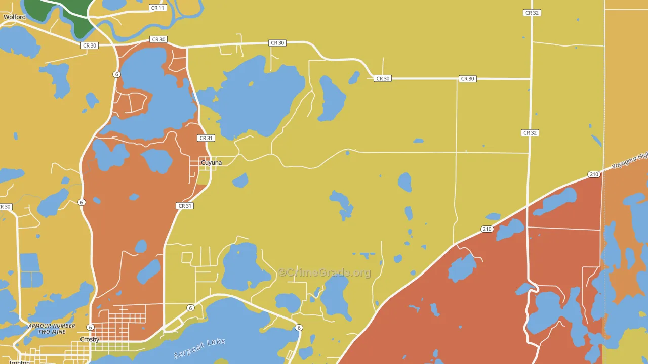 Cuyuna, MN Map of Assault Rates