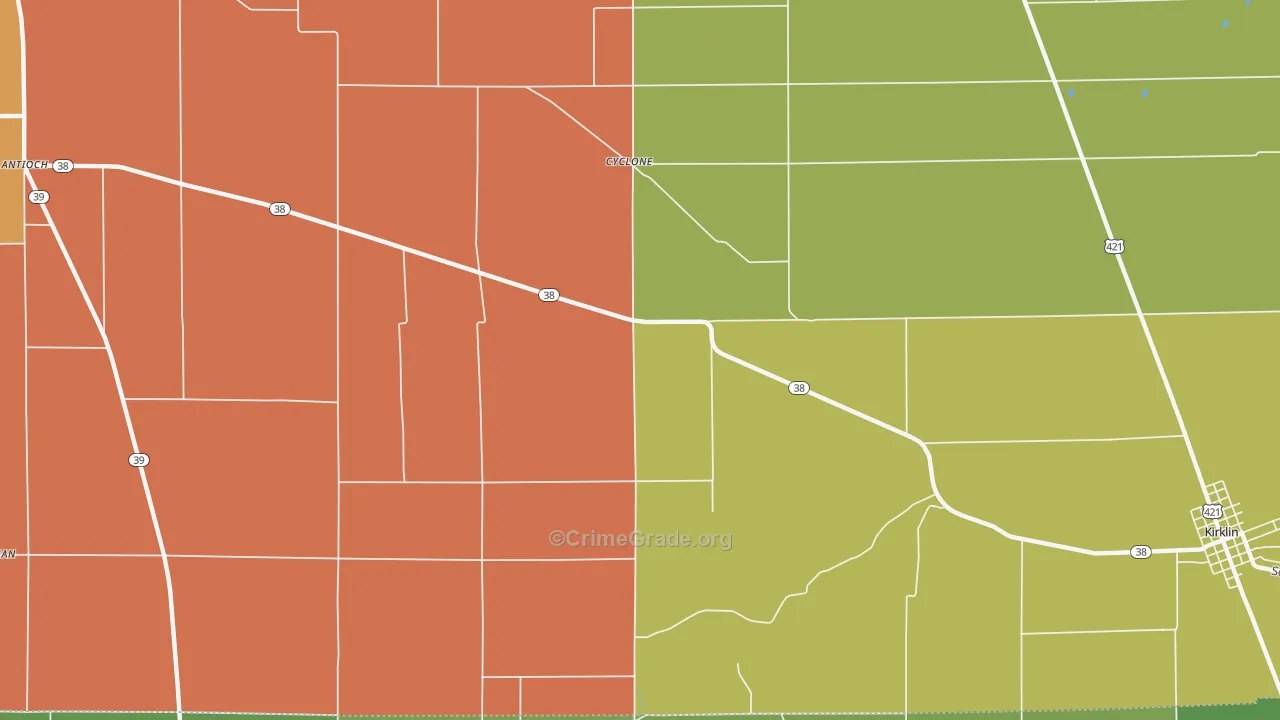 Cyclone, IN Map of Assault Rates